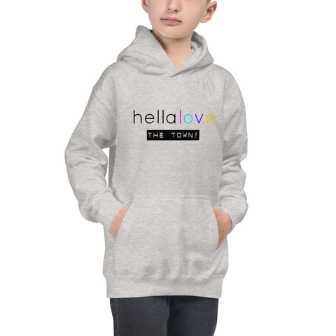 Kids "hellalove The Town" Hoodie- heather gray