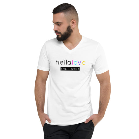 Unisex "hellalove The Town" Short Sleeve V-Neck T-Shirt